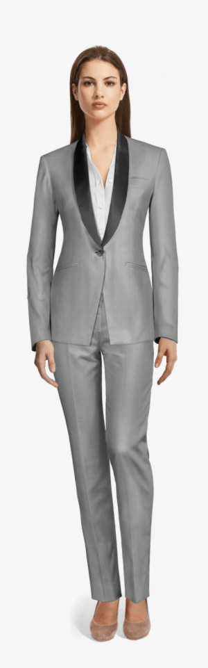 Grey Polyester Tuxedo - Sumissura Women's Grey Polyester Tuxedo, Tailored
