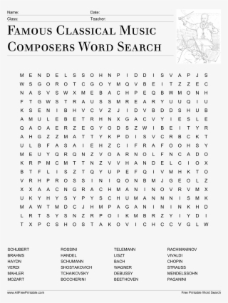 famous classical music composers word search main image