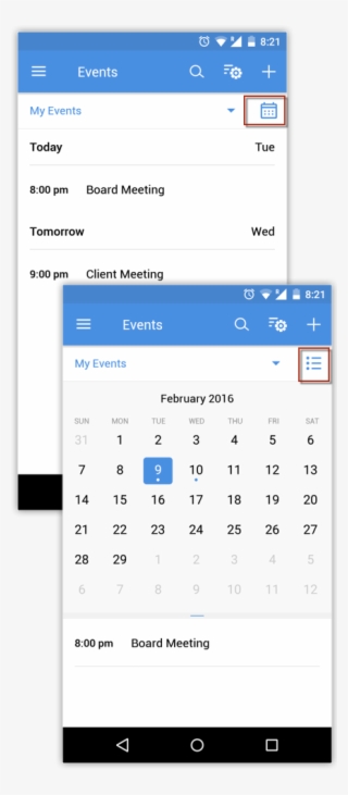 In The Record List Page, Toggle Between The Calendar