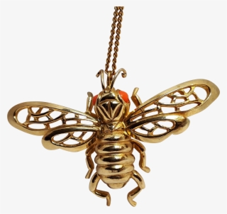Castlecliff Bumble Bee Pendant Simulated Coral Eyes