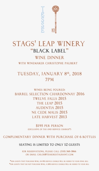 Stags' Leap Wine Dinner Invite