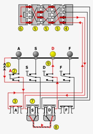 enigma wiring diagram showing current flow