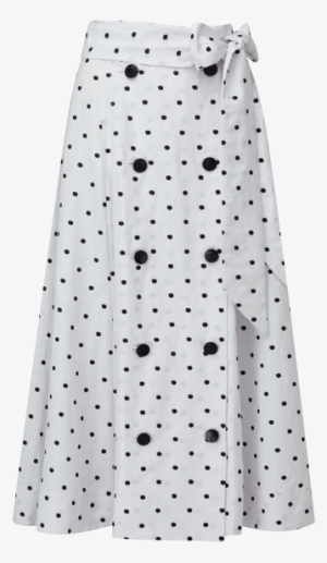 Diana Double Breasted Embroidered Polka Dot Linen Skirt - Polka Dot