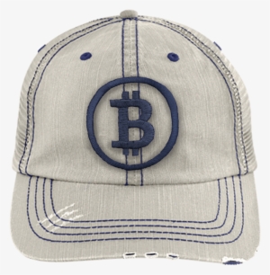 Distressed Bitcoin Trucker Hat - Shelby 6990 Distressed Unstructured Trucker Cap