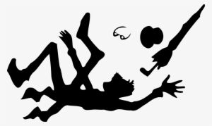 Drawing Black And White Silhouette Person - Cartoon Man Falling Png