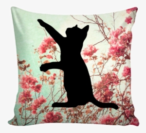 Floral Cats Square Pillow Cover "oriental" - Albitablo Kırmızı Çiçek Kanvas Tablo