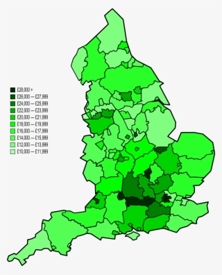 Map Of Nuts 3 Areas In England By Gva Per Capita