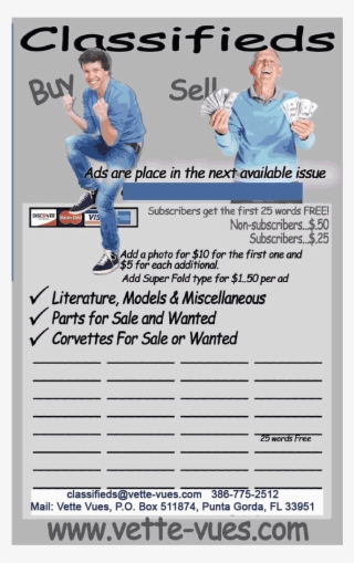 Corvette Classified Ad Form For Print In Vette Vues
