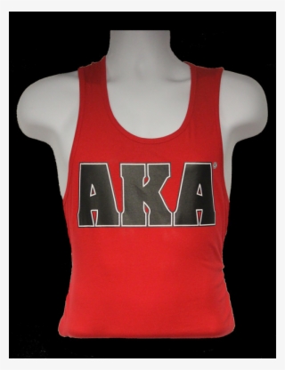 Men's Aka Classic Red Tank W Black Logo Is Printed