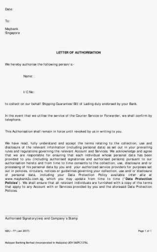Authorised Letter For Bank Free Simple Authorization
