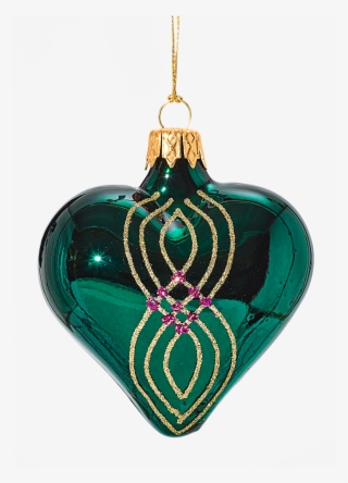 Heart Green With Golden And Pink Decor - Christmas Ornament
