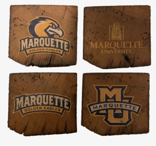 Marquette University Reclaimed Barn Beam Coaster Set - Marquette Golden Eagles