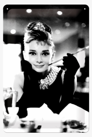 Audrey Hepburn Blechschild Portrait Schwarz Weiss Cm - Iconic Black And White