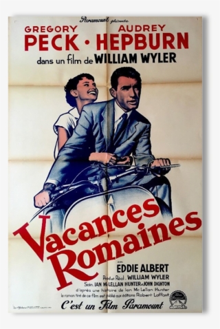 Affiche Ancienne Vespa Vntage Vacances Romaines Audrey - Film Poster Roman Holiday