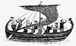 Boat, Longboat, Sail, Ship, Viking - Boat With People Clipart
