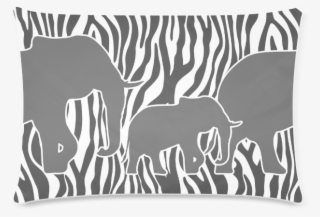 Elephants To Zebra Stripes Black & White Custom Rectangle - Cushion