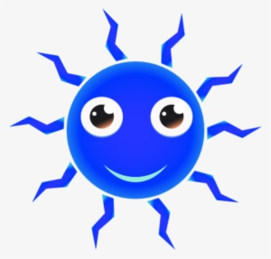 Happy Sun Smiling Eyes Mouth Cartoon - Blue Sun Cartoon Png