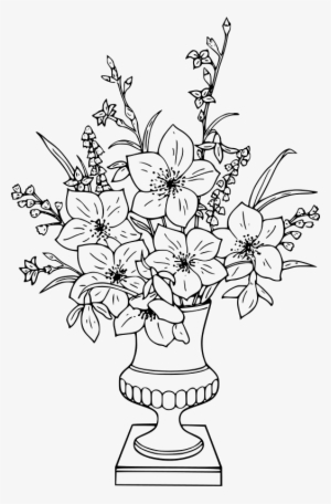 Drawing Vase With Flowers Coloring Book - Jarron Con Flores Dibujo