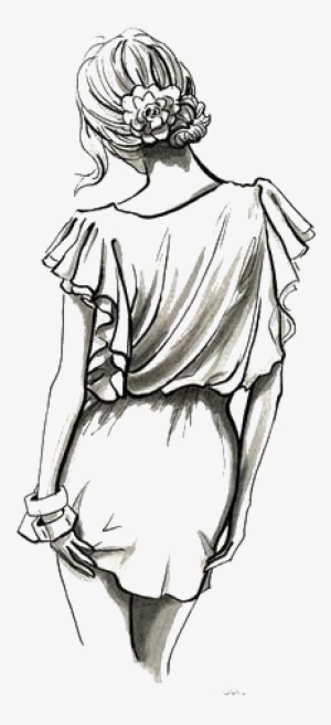 Drawing Fashion Illustration Girl Pencil Sketch - Dibujo A Lapiz De Mujeres  De Espalda Transparent PNG - 435x600 - Free Download on NicePNG