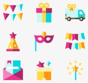 Gift Vector Background - Birthday Flat Icons Png