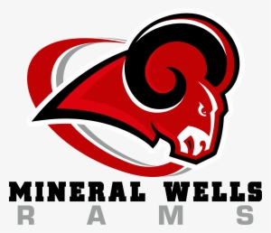 Ram Head Logo With Red & Gray Swoop - Mineral Wells High School Logo