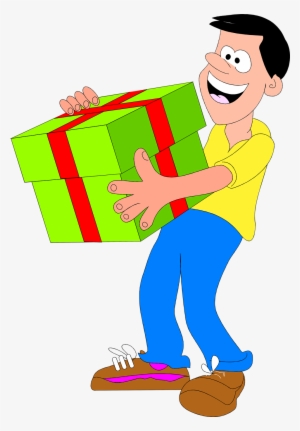 Free Stock Photo Illustrated Man With Green - Get A Present Clipart
