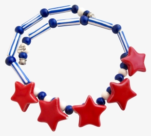 Vintage Flying Colors Patriotic Red Stars Ceramic Necklace - Bracelet