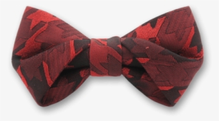 Folding In Houndstooth Red Bow Tie - Formal Wear
