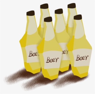 Beer Cartoon Yellow Wine Bottle Png And Psd - Alcoholic Beverage