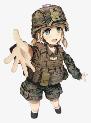 Gun Animegirl Marines Soldier Army Freetoedit Png Anime - Anime Soldier Girl Camouflage