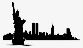 New York Rubber Stamp - Silhouette New York Skyline With Twin Towers