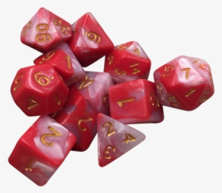 Huntress- Red And White Swirl Color With Gold Numbers - Dice Game