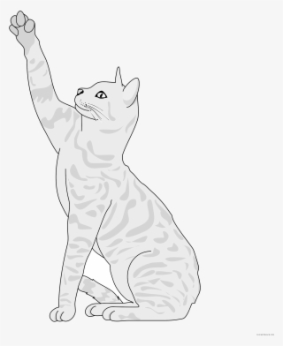 Tabby Cat Clipart Cat Tail - Cartoon Cat Reaching Up
