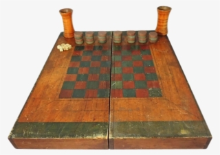 Antique Wood Box Game Board Checkers Chess Backgammon - Chess