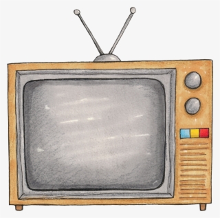 Picture Black And White Cartoon Retro Movie Theme Hand - Tv Set Drawing Png