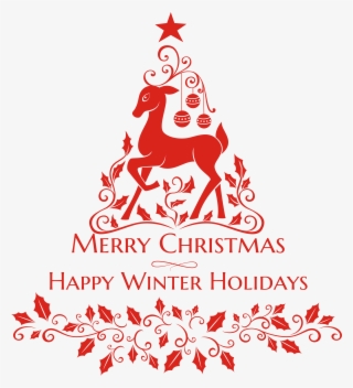 Christmas Decor Logo With Tree Decoration Rubber Stamp - Vinilos De Feliz Navidad