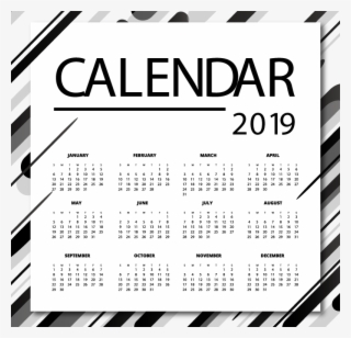 Black And White Streamlined New Year Calendar 2019 - New Year Calendar 2019 Png