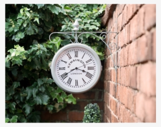 Two Face Outdoor Hanging Station Clock - B & M Garden Clock