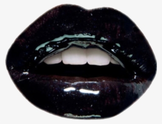 Black Lips Mouth Lipstick Polyvore Moodboard Filler - Black Shiny Lips