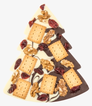 White And Dark Chocolate Christmas Tree With Cookies - Biscotti