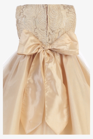 Gold Tulle Overlay & Cord Embroidered Girls Christmas - Gown