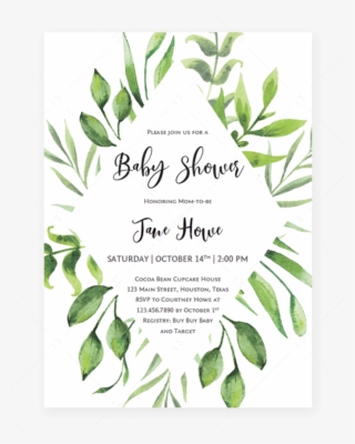 Fern And Leaves Baby Shower Invitation Template By - Bar Soap