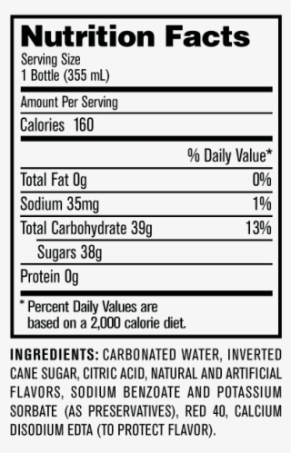 Fizzy Drinks Carbonated Water Cream Soda Diet - Nutrition Facts