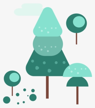 Winter Elements Trees Light Green Clouds Png And Vector - Illustration