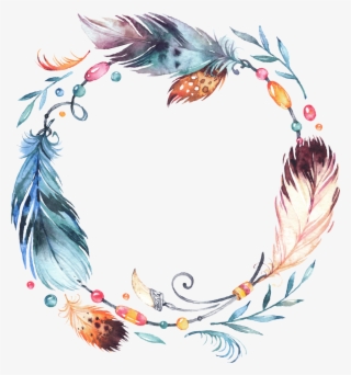 Dreamcatcher Feather Leaves Fang Watercolor Colorful