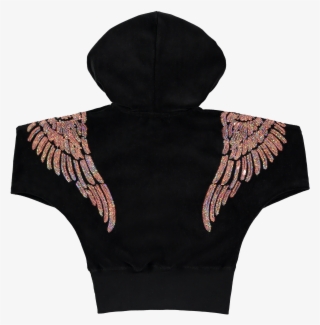 Aw18 Angel's Face Black Sequin Wings Tracksuit - Hoodie