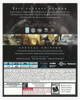 Skyrim Back - Elder Scrolls V Skyrim Special Edition Xbox One