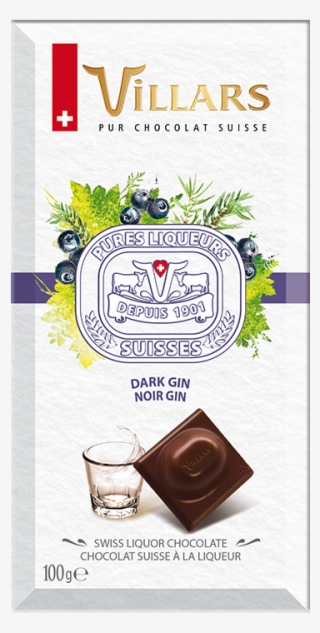 Villars Swiss Dark Chocolate Bar Filled With Gin - Villars Chocolate