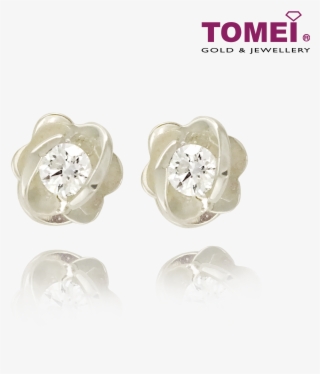 Tomei 375 White Gold "petal Of Love" Diamond Earrings - Tomei Jewellery