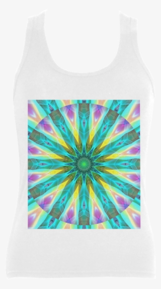 Golden Violet Peacock Sunrise Abstract Wind Flower - Active Tank